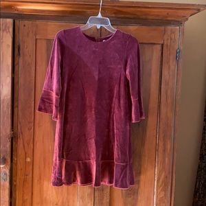 Garnet Hill soft cotton velvet maroon dress